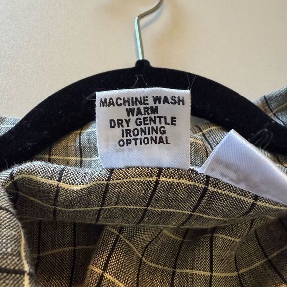 Vintage Flax by Joanne Engelhart Linen Windowpane Plaid Convertible Slv Top Sz S - Picture 8 of 13